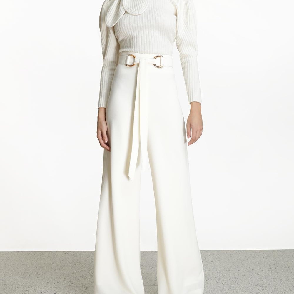 Zimmermann Crepe Belted Wide Leg Pants